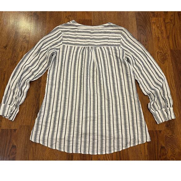 Soft Surroundings Women's Long Sleeve Blue/White Striped Tunic Top Size Large - Picture 2 of 6